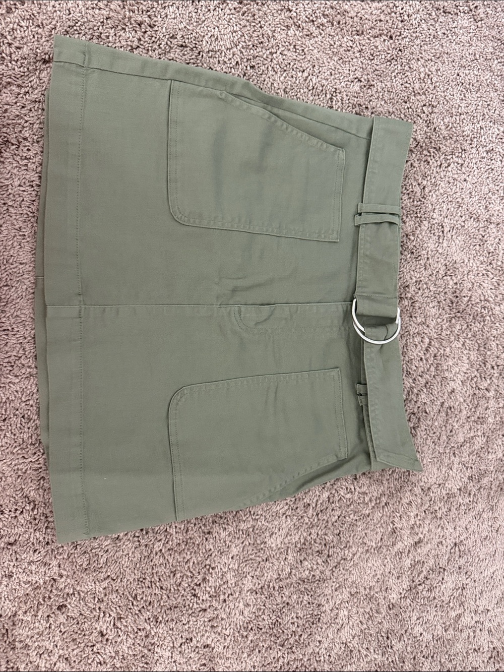 High-Rise Olive Utility Bermuda Skirt with D-Ring Belt